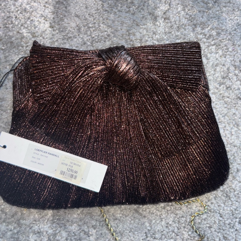Loeffler Randall Shimmery Bronze Knot Clutch